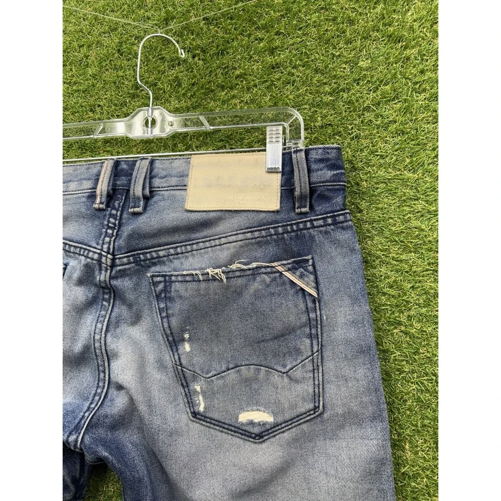 Cult of Individuality Greaser Moto Jeans Mens 34x34 Distressed Denim Rips y2k